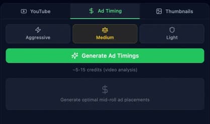 The Ad Timing tab with density options