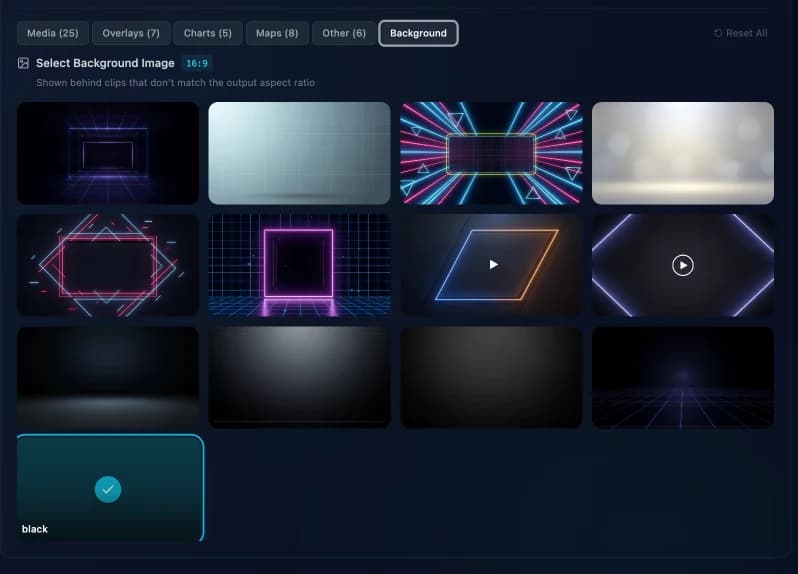 The background image picker for mismatched clips