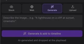 The Generate tab in the editor's image browser