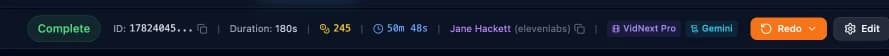 The finished-project header with the Redo dropdown and Edit button