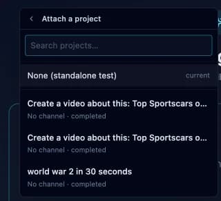 Attach a project popover