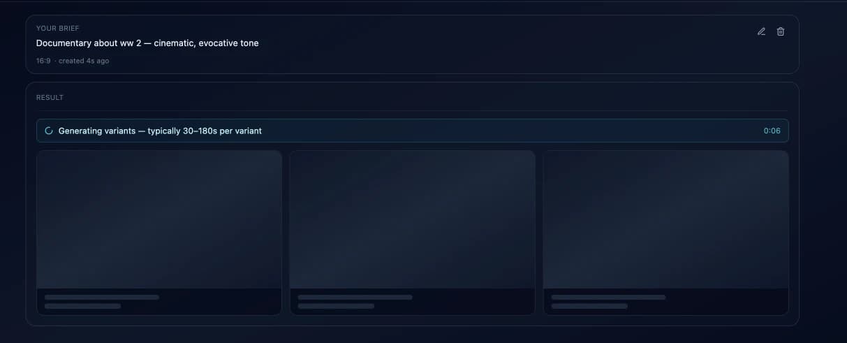 Variants generating with progress