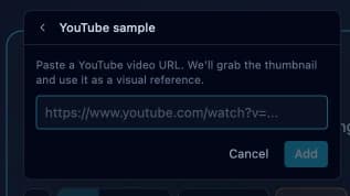 YouTube sample popover