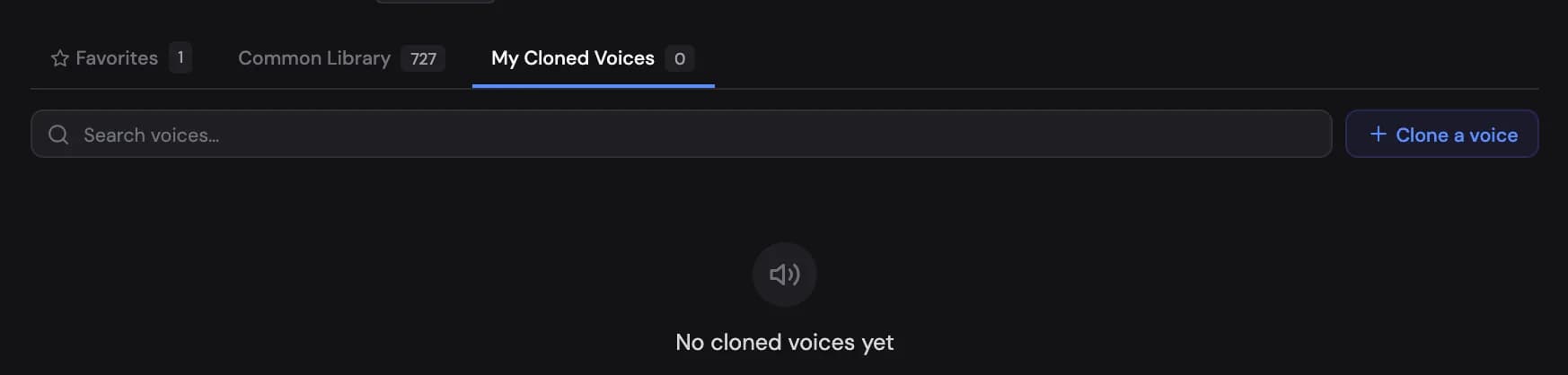 The My Cloned Voices tab with the clone-a-voice flow