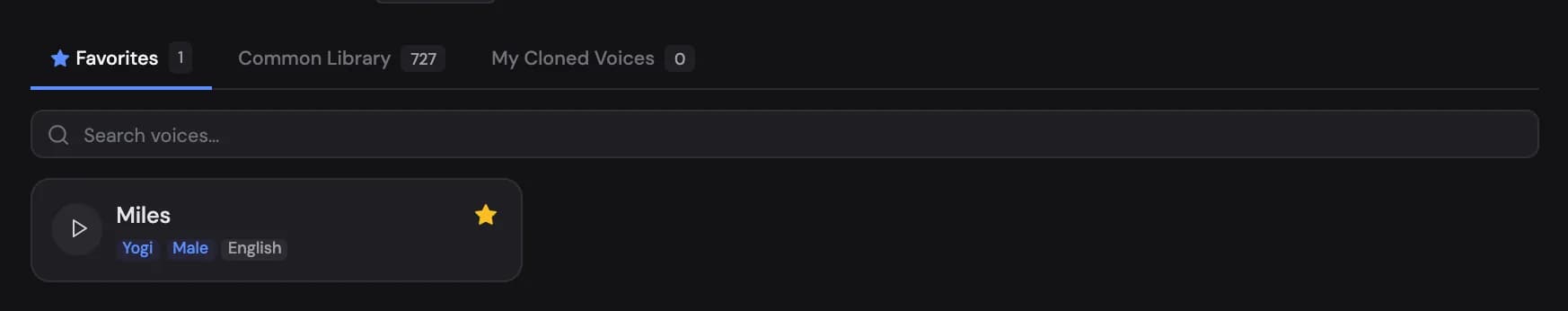 The Favorites tab with a starred voice