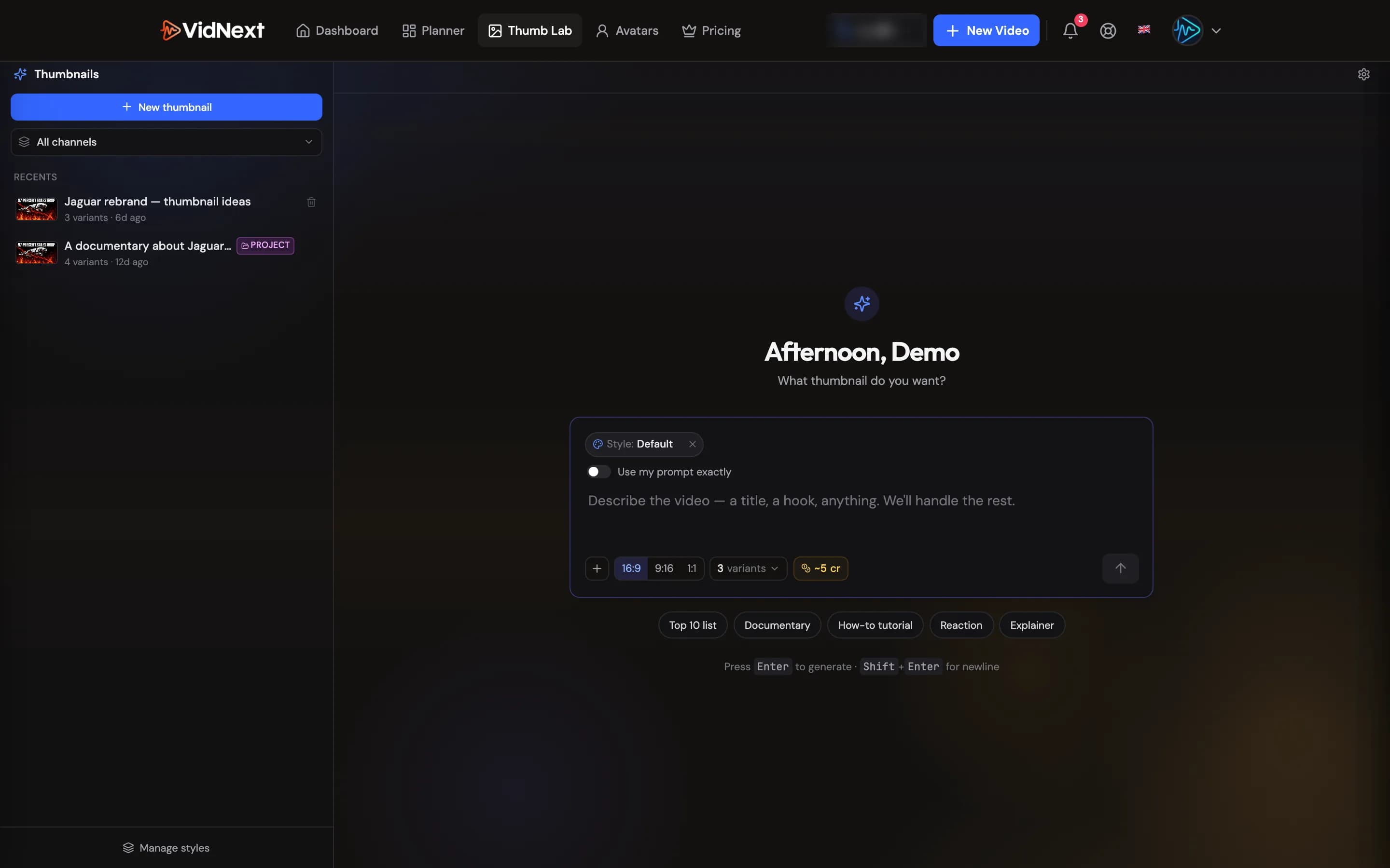 Thumb Lab: the composer, starter ideas and the Recents sidebar