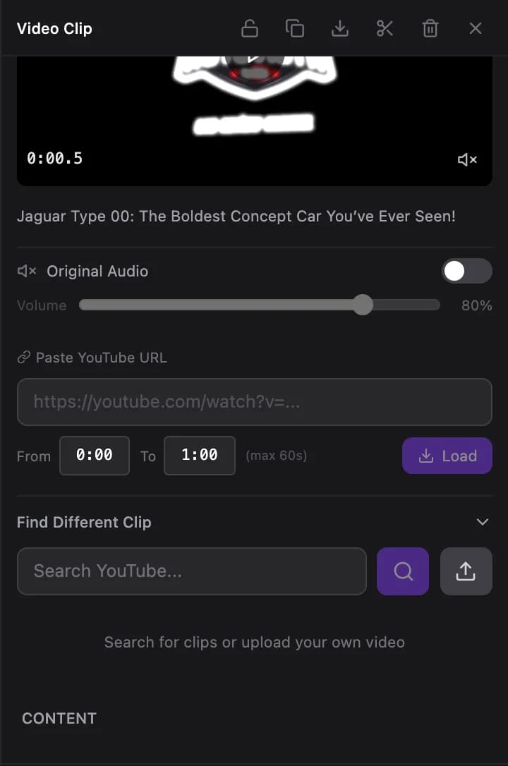 Find Different Clip with ready-made search suggestions for the scene