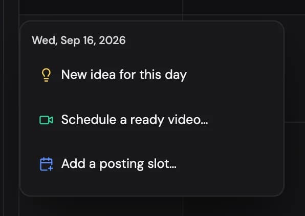 Clicking a day: New idea for this day, or add a slot
